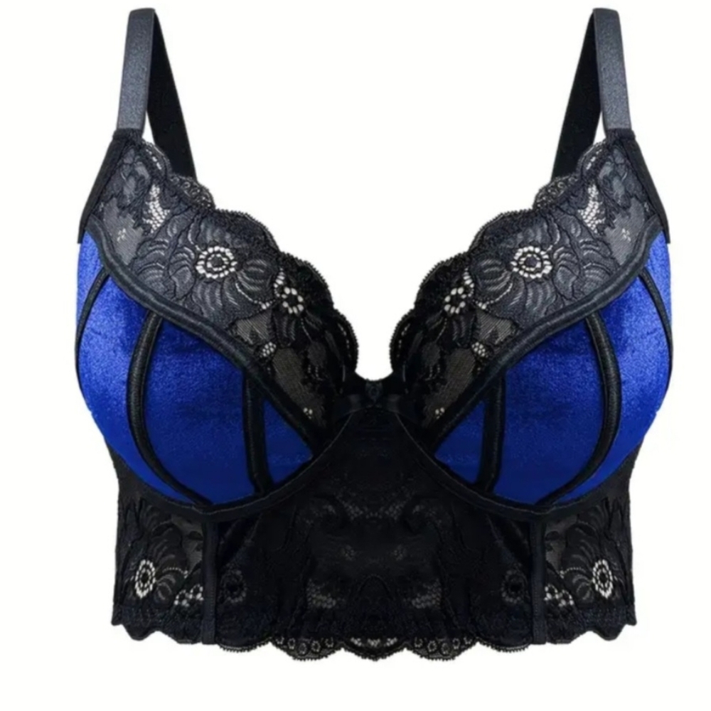 Blue Velvet Black Lace Bra 3X